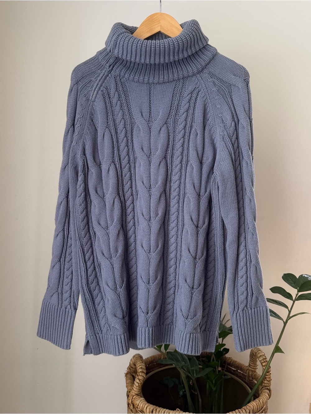 NWT Women's HAVEN Well Within Cable Knit Pullover Sweater Side Neck Zip Medium M